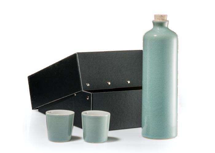 Snapsedunk med snapsebægre, blå